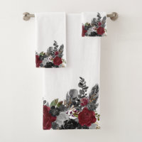 Black Burgundy Goth Flower Rose Bath Halloween