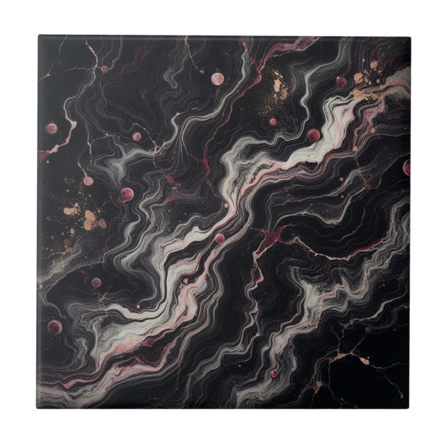 Black Burgundy Marble Luxury Stone for Elegant  Ceramic Tile (Front)