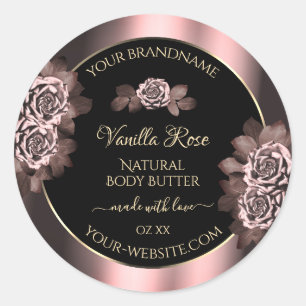Black Burgundy Product Label Pink Roses Gold Frame