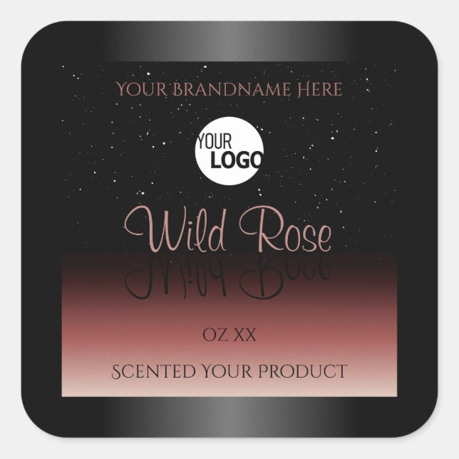 Black Burgundy Product Labels Soft Glitter Logo (Front)