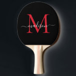 Black Burgundy Red Monogram Elegant Script Name Ping Pong Paddle<br><div class="desc">Modern Black Burgundy Red Maroon Monogram Elegant Script Name Ping Pong Paddle</div>