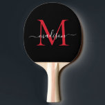 Black Burgundy Red Monogram Elegant Script Name Ping Pong Paddle<br><div class="desc">Modern Black Burgundy Red Maroon Monogram Elegant Script Name Ping Pong Paddle</div>