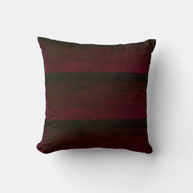 Black Burgundy Striped Cushion (Front)