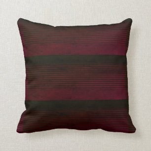 Black Burgundy Striped Cushion