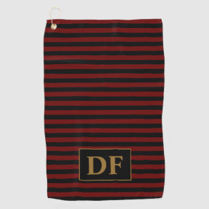 Black/Burgundy Stripes Golf Towel
