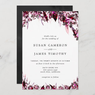 Black Burgundy watercolor wedding Invitation