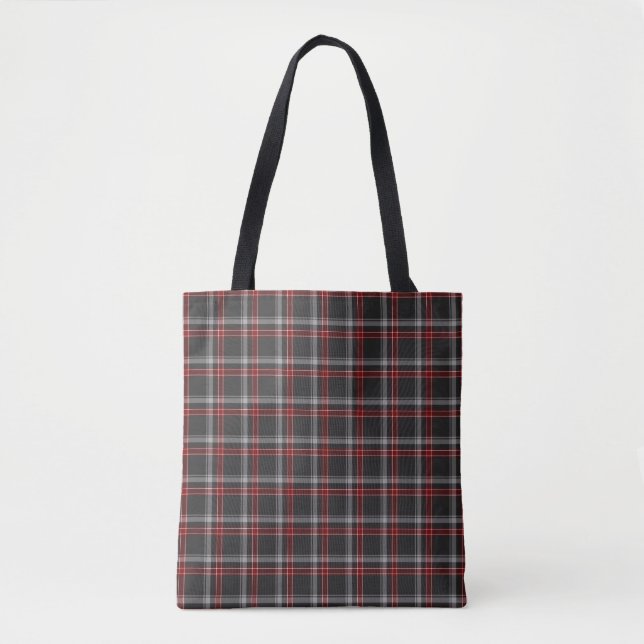 Black Burgundy White Plaid Classic Tote Bag (Front)