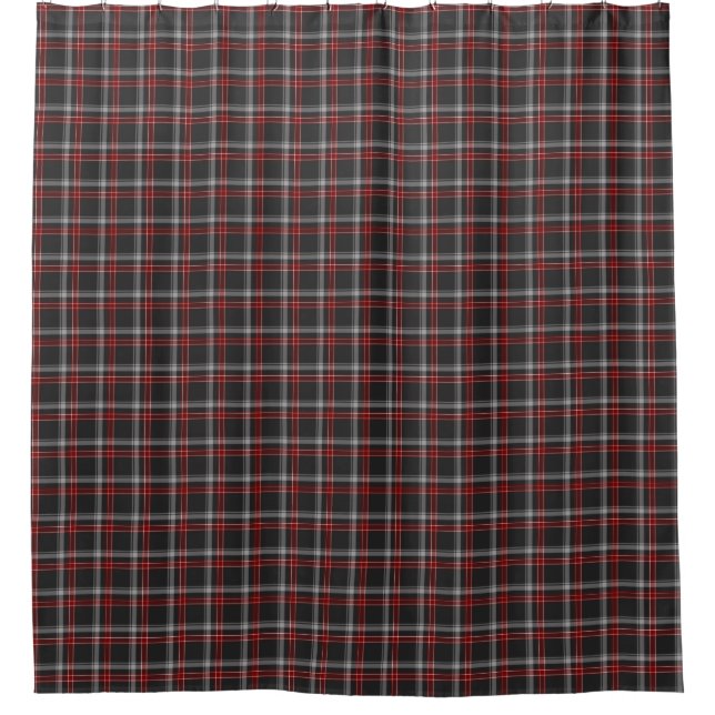 Black Burgundy White Plaid Shower Curtain (Front)