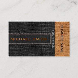 Black Burlap Linen Rustic Jute Business Card