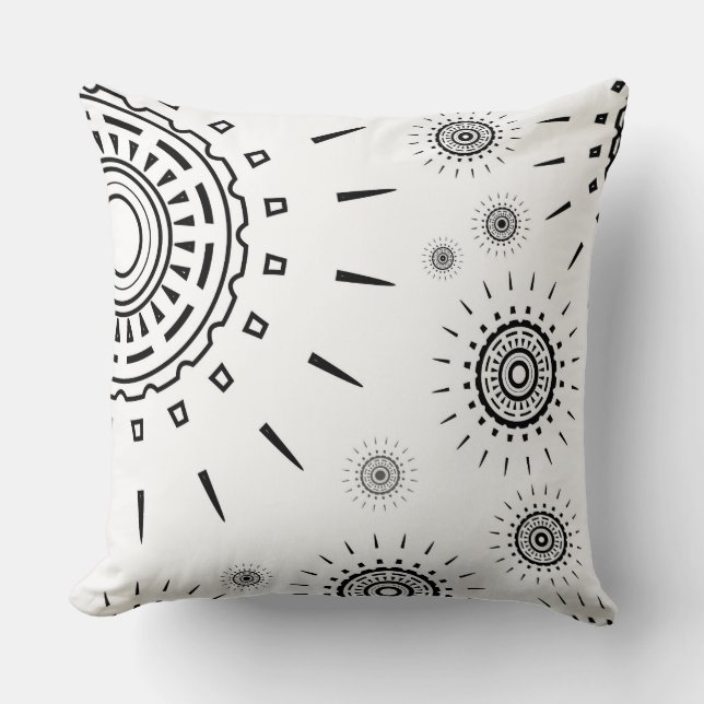 Black Burst Patterns on White Cushion (Front)