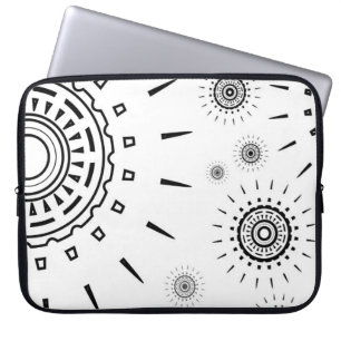 Black Burst Patterns on White Laptop Sleeve