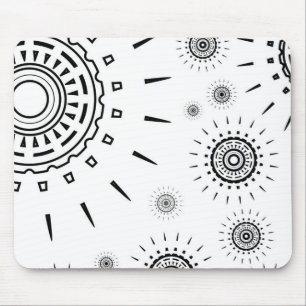 Black Burst Patterns on White Mouse Pad