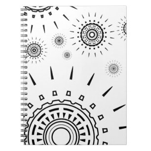 Black Burst Patterns on White Notebook