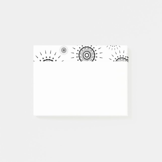 Black Burst Patterns on White Post-it Notes (Front)