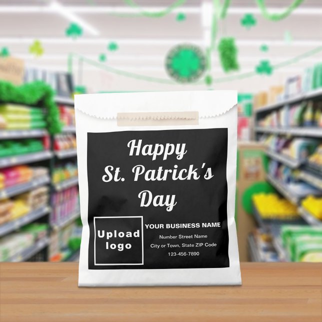 Black Business Brand, St. Patrick's Day, Paper Bag (Black business brand with St. Patrick's Day greeting on paper bag)