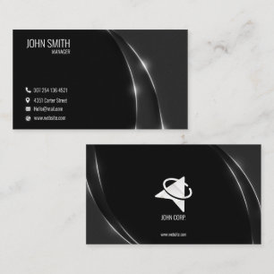 Black Business Card with Glossy Lines
