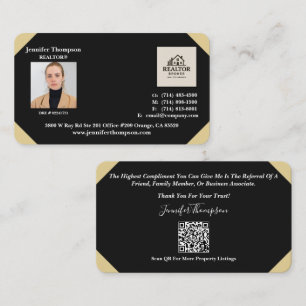 Black Business Card with Gold Border