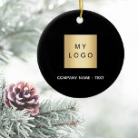 Black business company logo ceramic ornament<br><div class="desc">A classic black background.  Personalise and add your business,  company logo and a text.  If you want  it without text,  use your back-space key to delete.</div>