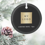 Black business company logo glass tree decoration<br><div class="desc">A classic black background.  Personalise and add your business,  company logo and a text.  If you want  it without text,  use your back-space key to delete.</div>