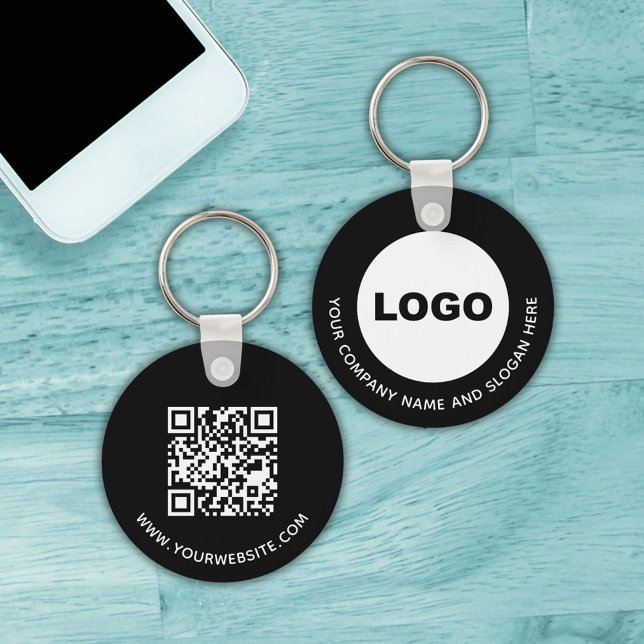 Black Business Company Promotional Logo QR Code Key Ring (Black Business Company Promotional Logo QR Code Keychain)