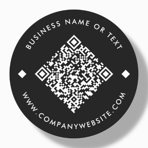 Black Business Custom QR Code Classic Round Sticker