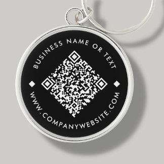 Black Business Custom QR Code Keychain
