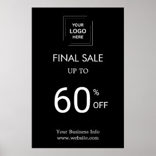 Black Business Event Promotional Discount Display Poster