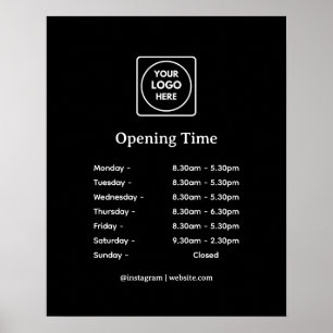 Black Business Hours Poster Custom Store Opening