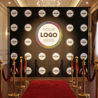 Black Business Logo Backdrop | Event Photo Wall Tapestry