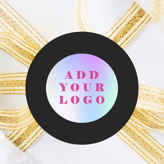 Black business logo classic round sticker (Creator Uploaded)