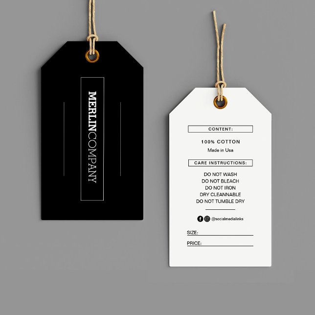 Black Business Logo Clothing Label Price Hang Tag (Creator Uploaded)