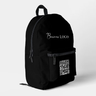 Black Business Logo Company Promotional QR Code Printed Backpack