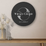 Black Business logo Minimal brand Company Wall Round Clock<br><div class="desc">Custom Wall Clock with a simple minimal design. Add your logo and text.</div>