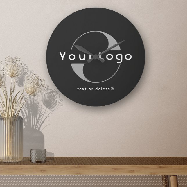 Black Business logo Minimal brand Company Wall Round Clock (Creator Uploaded)