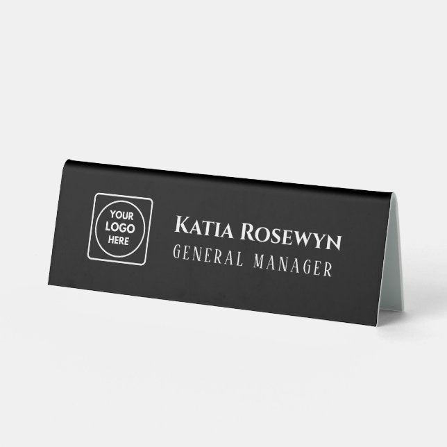 Black Business Logo | Modern Custom Desk Name  (Front)
