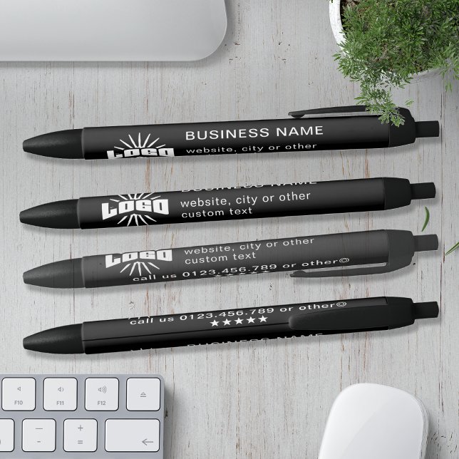 Black Business logo name Company Brand Custom Black Ink Pen (Creator Uploaded)