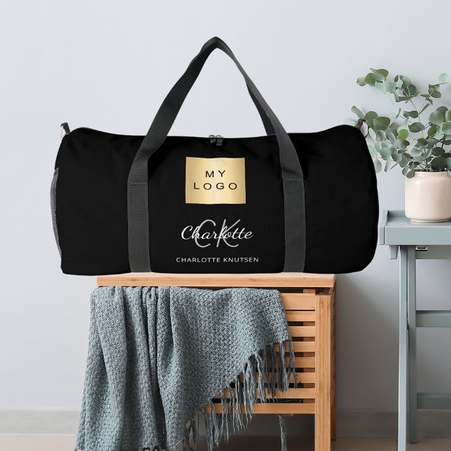 Black business logo name monogram duffle bag (Creator Uploaded)