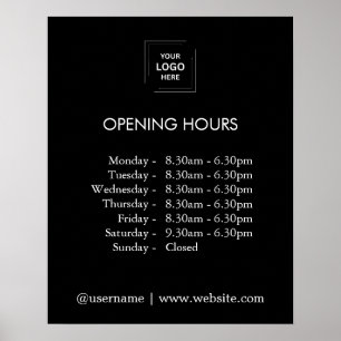 Black Business Logo Opening Times Hours Poster