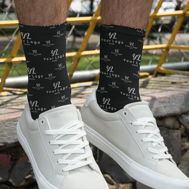 Black Business logo pattern Company Men Women Socks (Creator Uploaded)