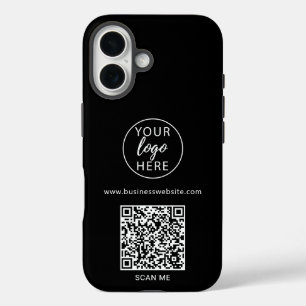 Black Business Logo QR Code iPhone 16 Case