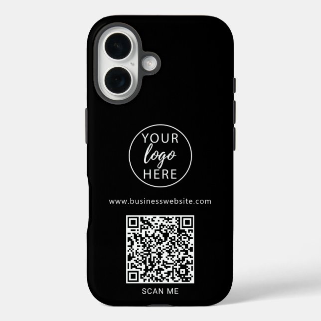 Black Business Logo QR Code  Case-Mate iPhone Case (Back)