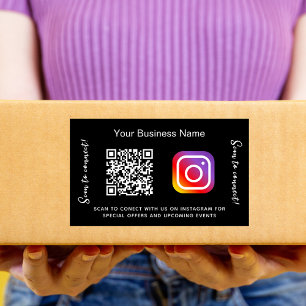 Black business name qr code Instagram Rectangular Sticker