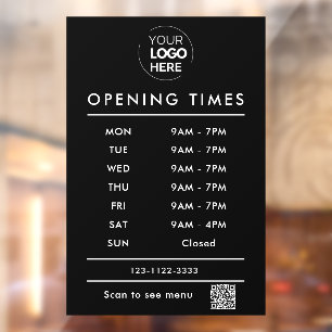 Black Business opening hours logo and qr code