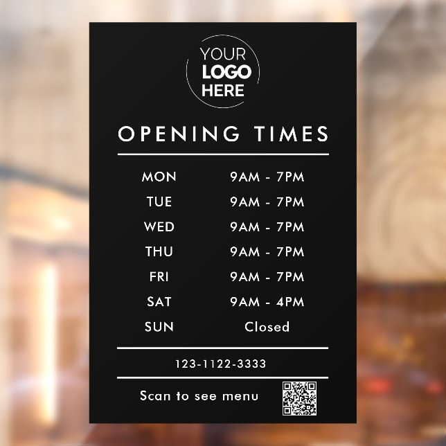 Black Business opening hours logo and qr code (Sheet 2)
