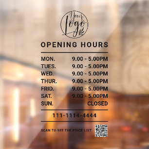 black Business opening hours logo and qr code