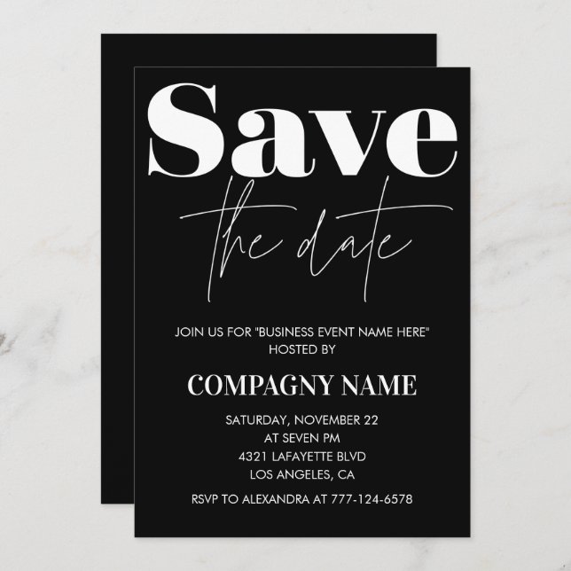Black Business party invite Save the date (Front/Back)