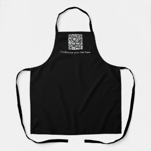 Black Business Promotional QR Code Text  Apron