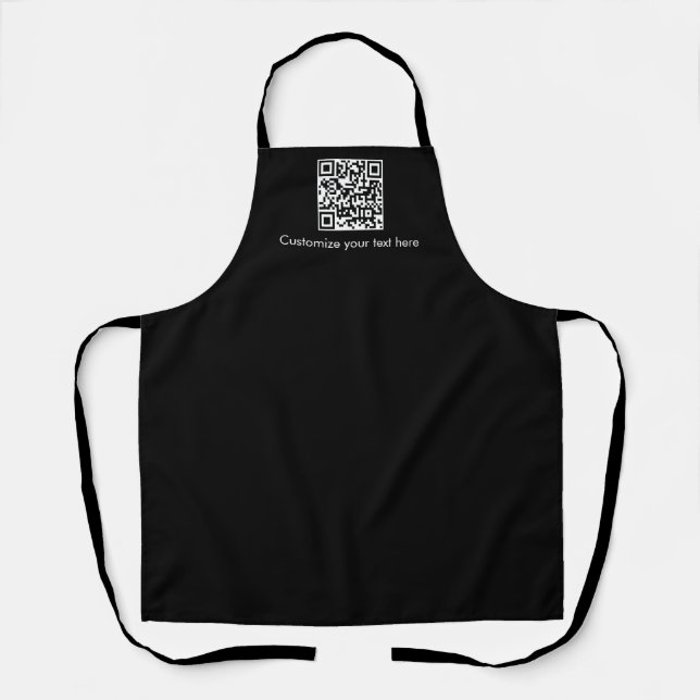 Black Business Promotional QR Code Text  Apron (Front)