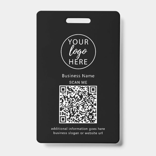 Black Business QR Code Badge ID Badge (Front)