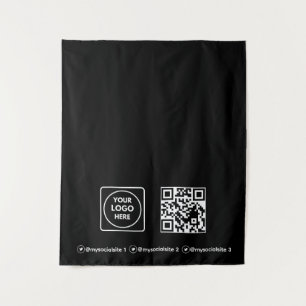 Black Business QR Code Branding Promotional Tapestry
